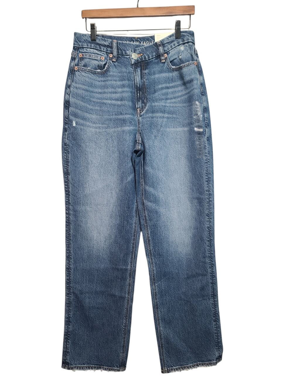 American Eagle Curvy 90s Straight Jeans 10 NWT Asymmetrical Waist